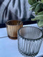 Fyrfadsstage – Rillet glas – Amber - VIAMAJA.DK