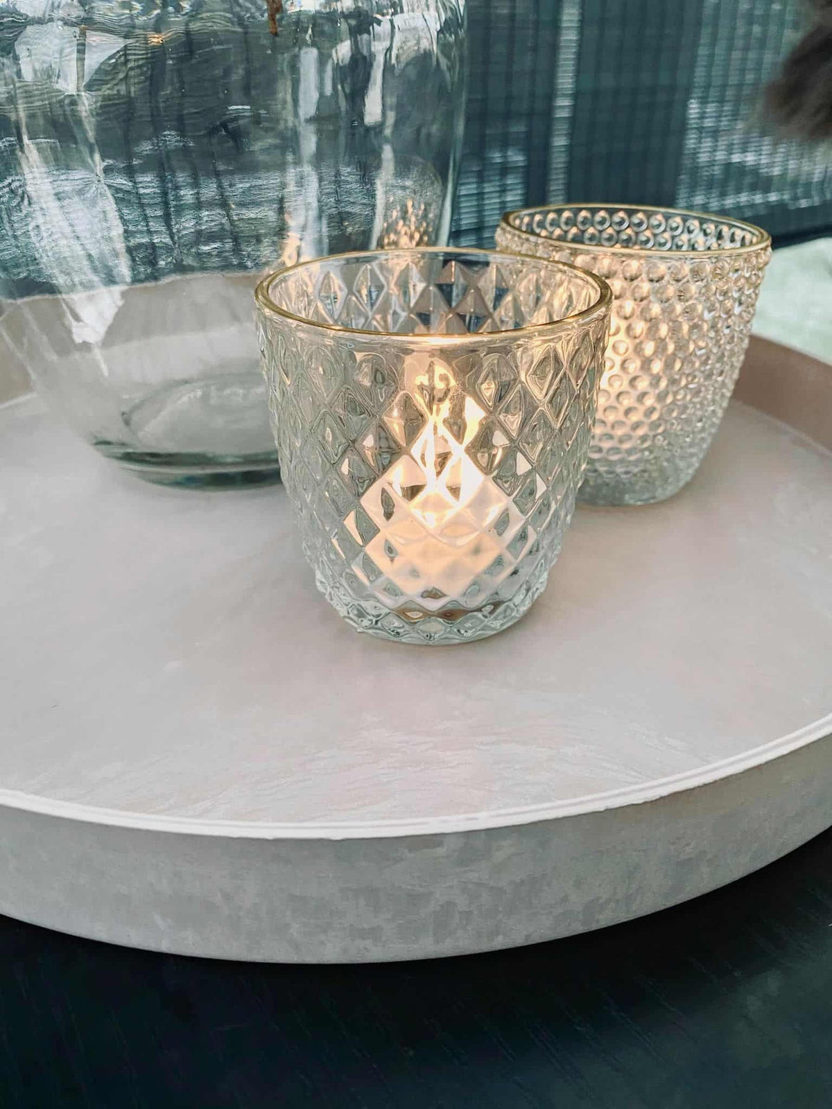 Fyrfadsstager i glas med guld kant - 3stk ass - VIAMAJA.DK