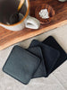Dessous de verre / Coaster - lot de 4 Cuir de buffle noir