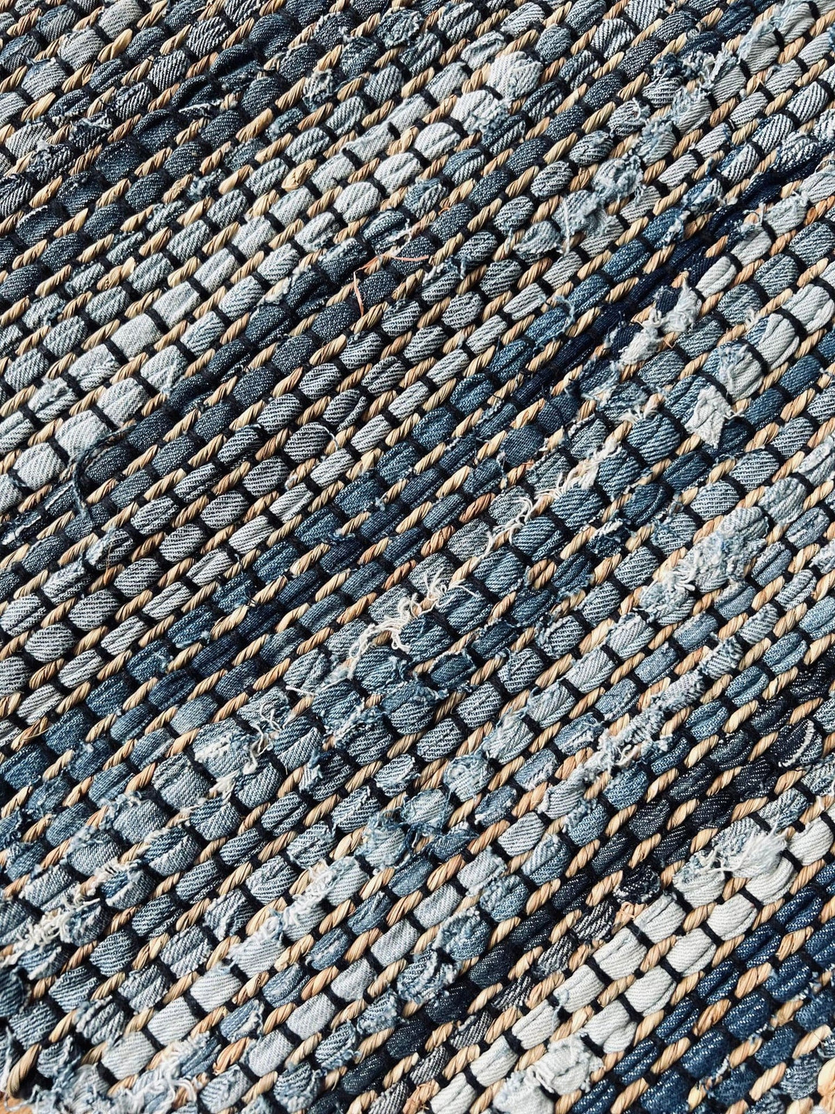 Gulvtæppe i denim og jute - 60x90cm - VIAMAJA.DK