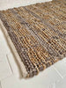 Tapis en cuir tressé et jute - Beige 70x140 cm