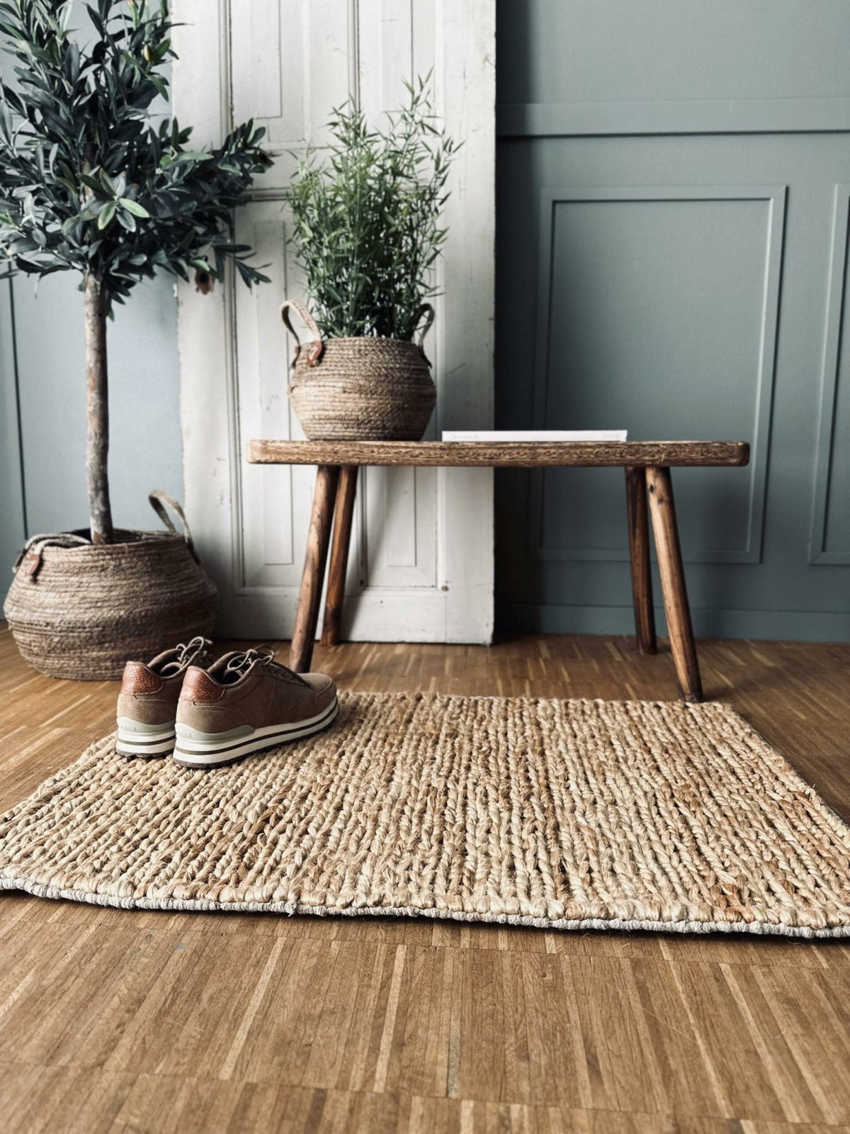 Gulvtæppe i kraftig Sumak jute – 60×90 cm - VIAMAJA.DK