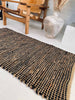 Tapis en cuir et jute - Noir 70x300cm