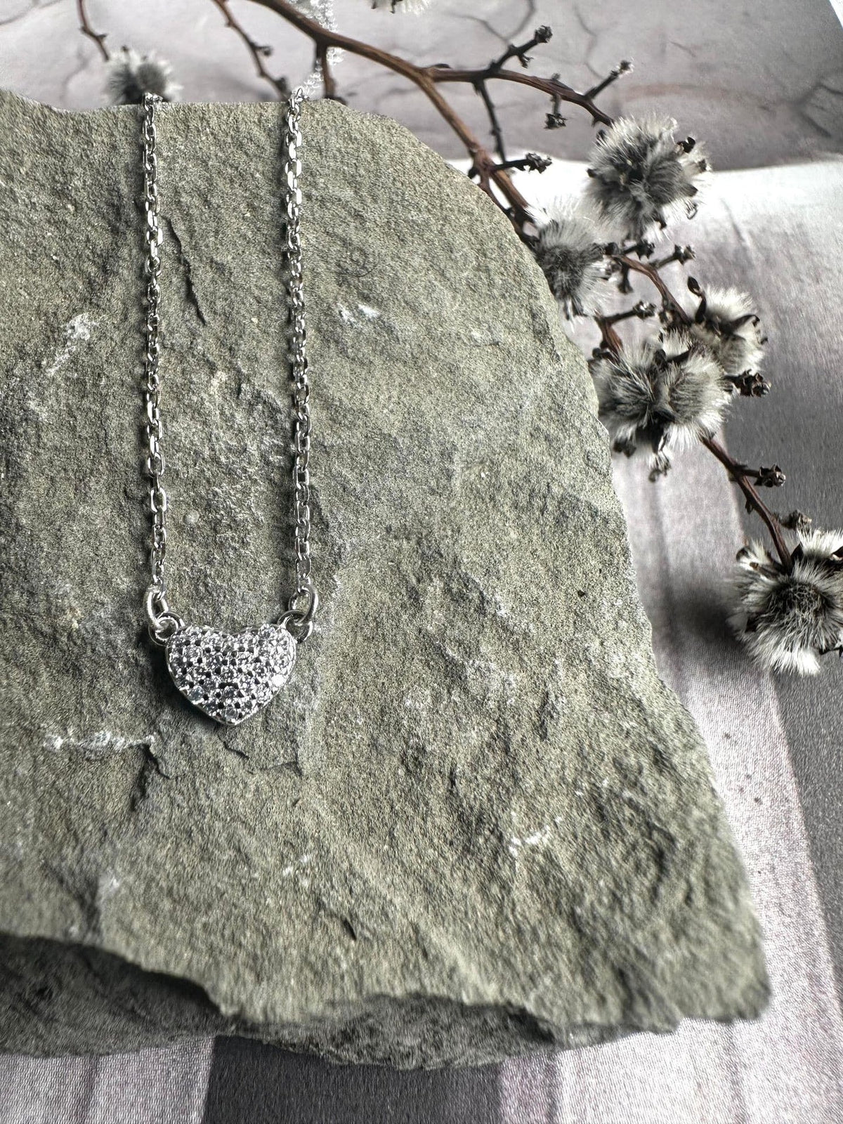 Halskæde Irina Sterling Silver - Hjerte m. Zirkoner - VIAMAJA.DK