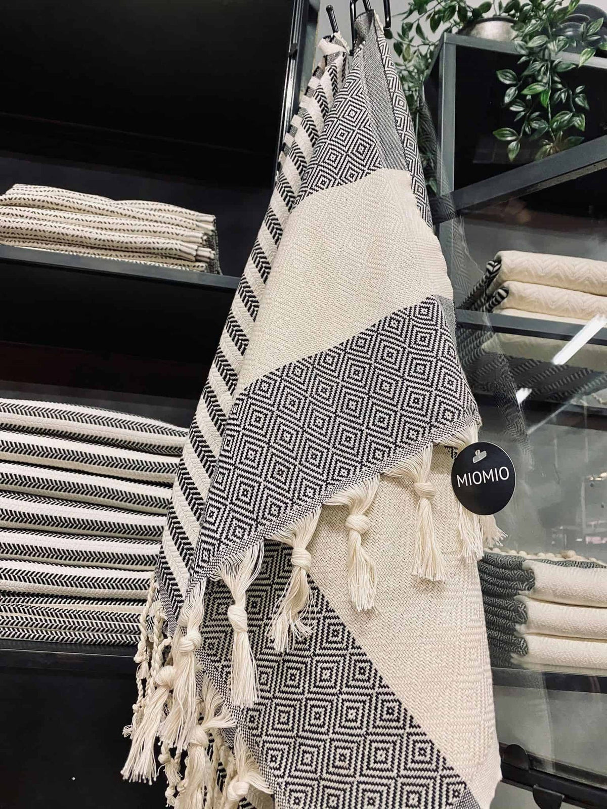 Hamam badehåndklæde – Diamond sort – 90×180 - VIAMAJA.DK