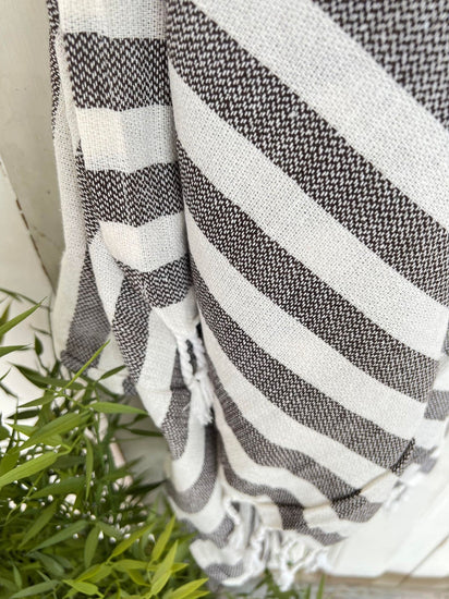 Hammam håndklæde - Brun strib Økotex - VIAMAJA.DK