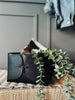 Panier fait main - Cuir noir 20x30x15cm