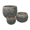Lot de pots de jardin de 3 tailles - céramique grise