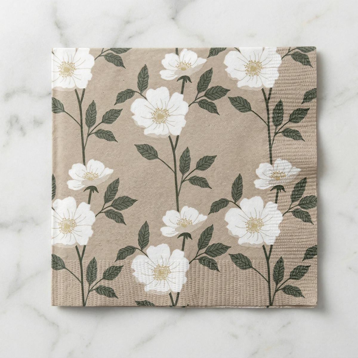 Serviettes beige flower - 20 pièces