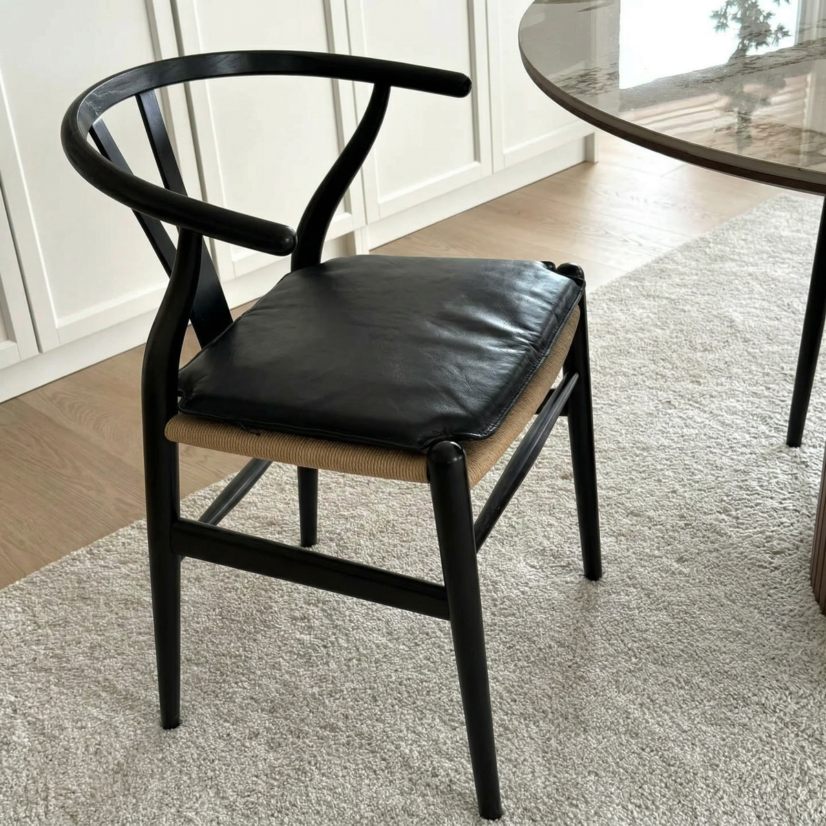 Coussin en cuir noir - Convient à la chaise Y
