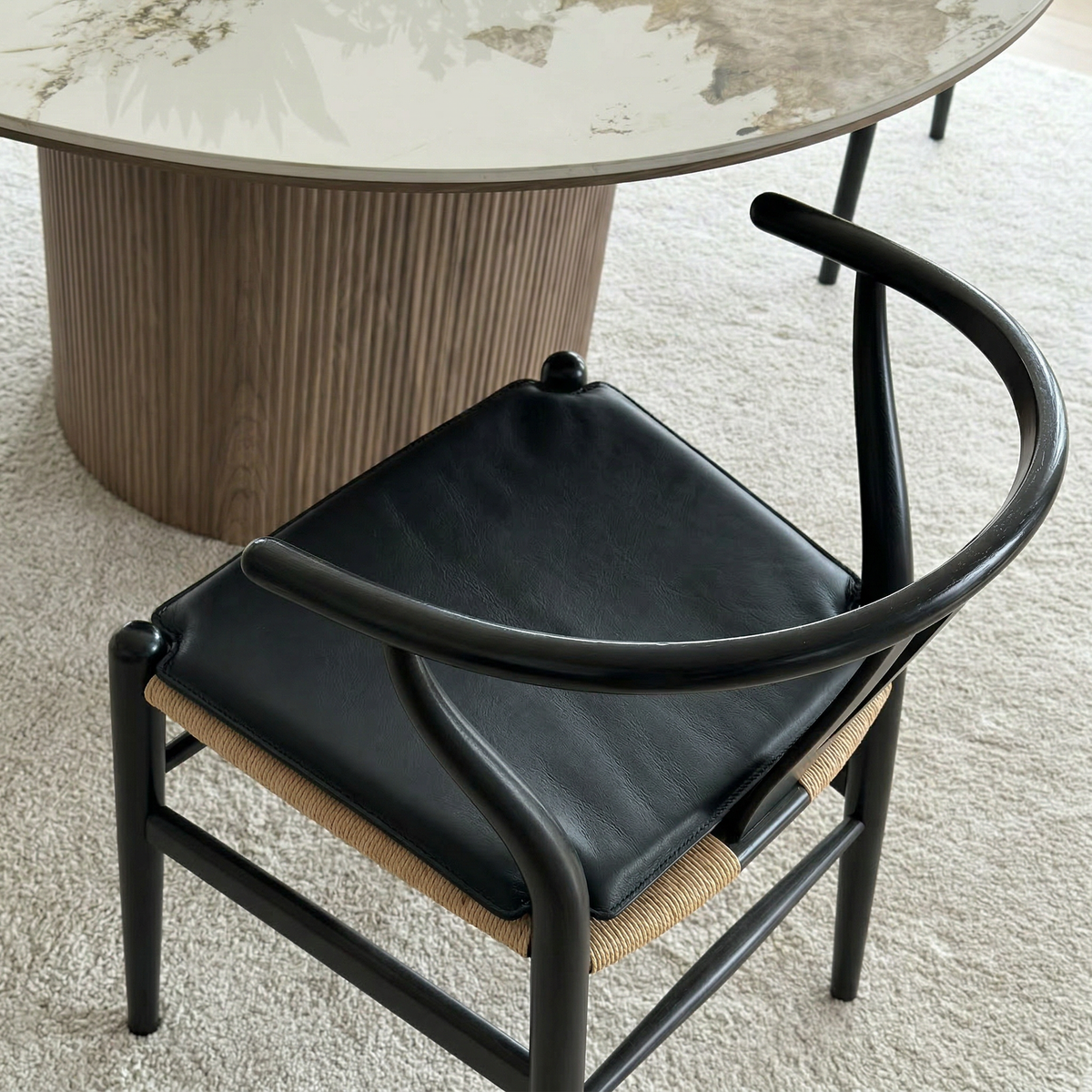 Coussin en cuir noir - Convient à la chaise Y