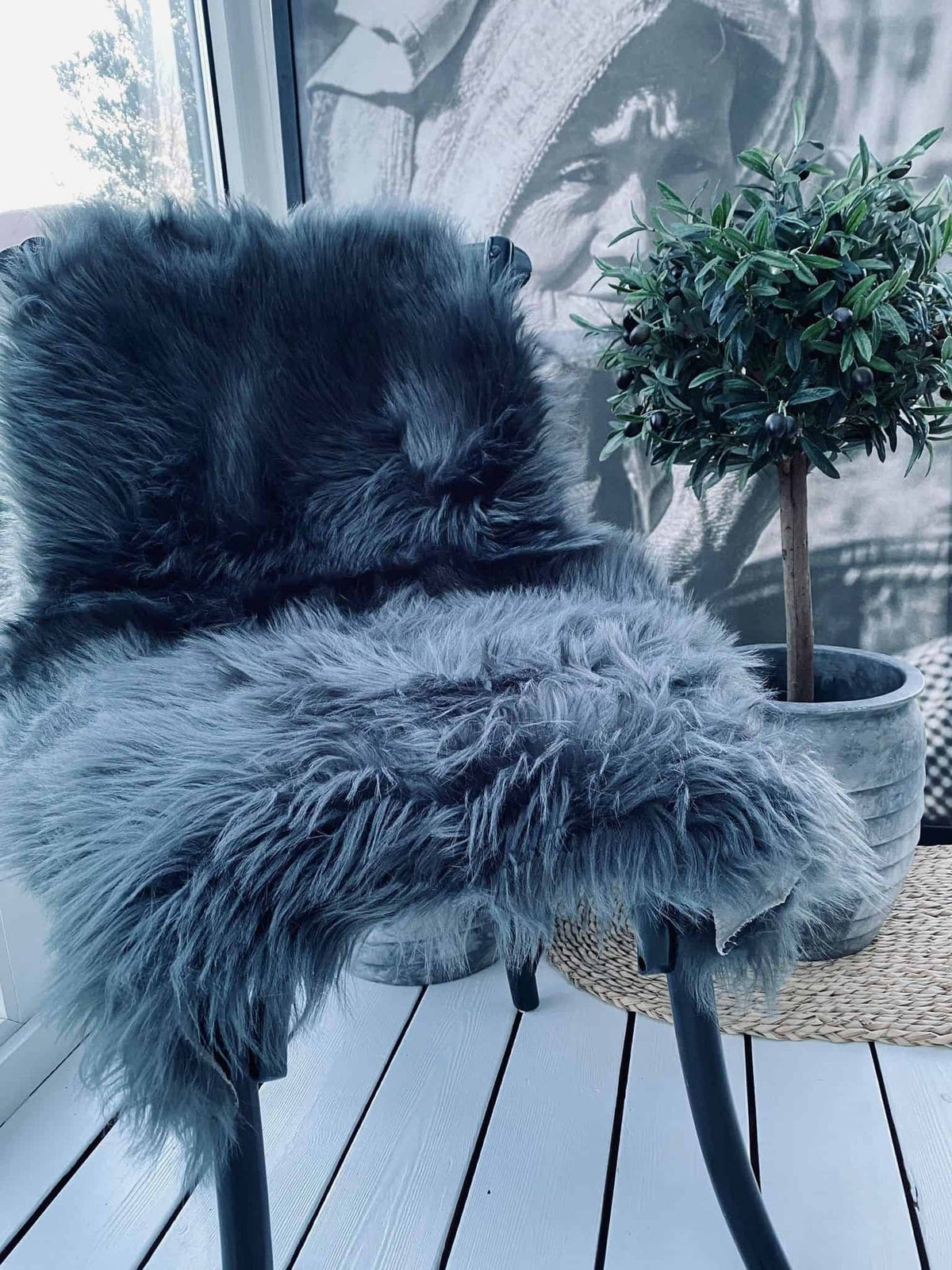 Imiteret Dark Grey pels - VIAMAJA.DK
