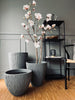 Pot en plastique - Strié gris H 40 cm