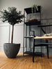 Pot en plastique - Cannelé gris clair H 30 cm