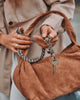 Long porte-clés en cuir et métal – Olive