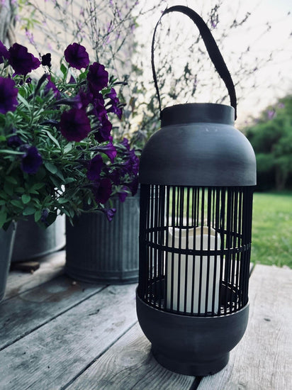 Lanterne med solceller Rattan Høj - Grå - VIAMAJA.DK