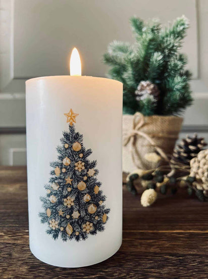LED Bloklys med Juletræ - VIAMAJA.DK