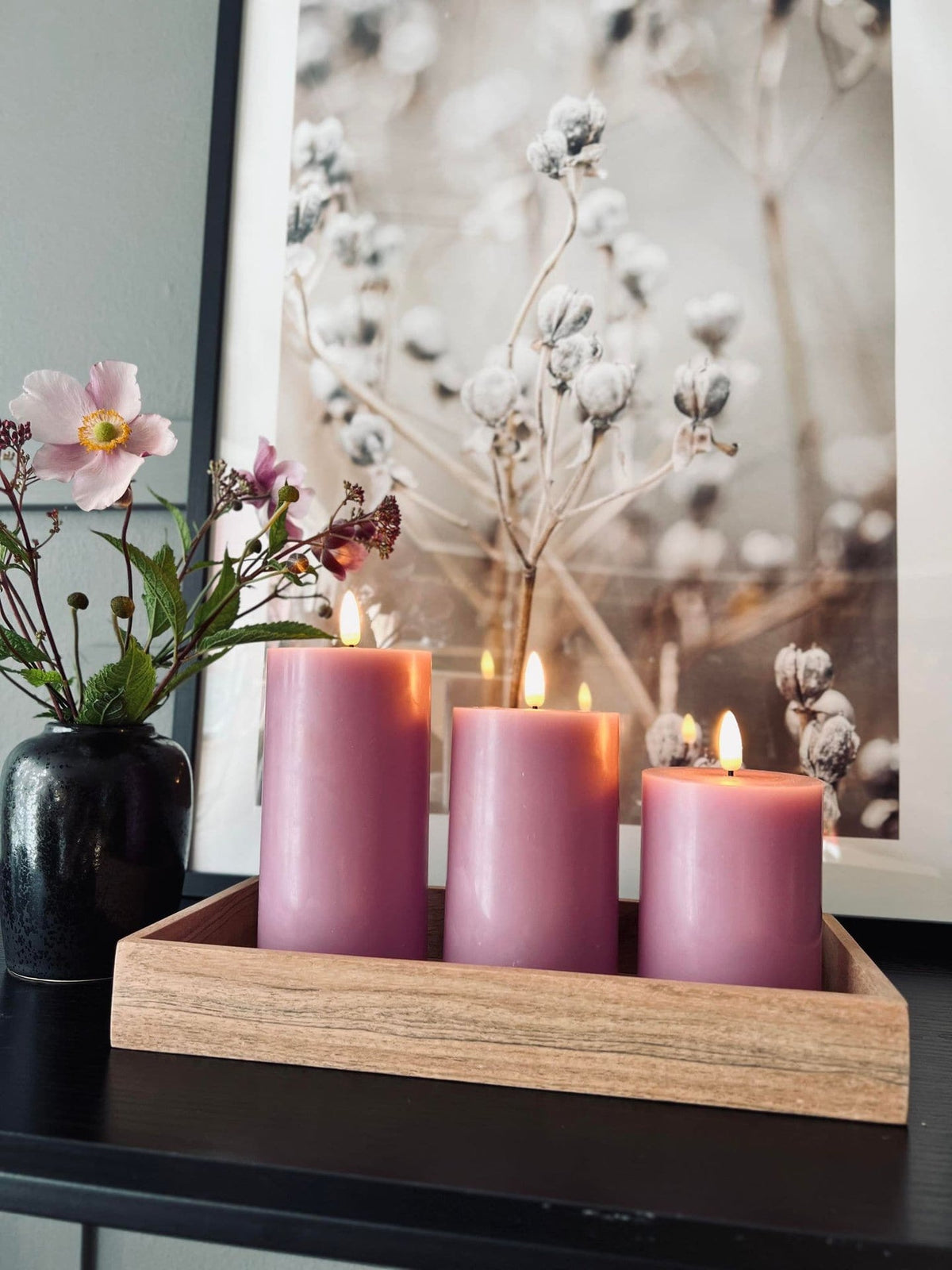 LED Bloklys / VIOLET 3 stk – Inkl. fjernbetjening - VIAMAJA.DK
