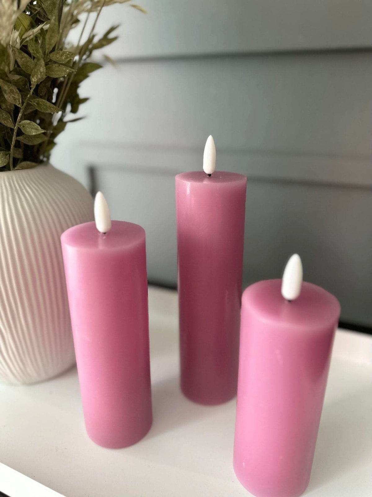 LED Bloklys / VIOLET 3 stk – Inkl. fjernbetjening - VIAMAJA.DK