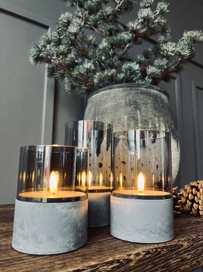 LED Lys med beton look - Sæt med 3 stk - VIAMAJA.DK