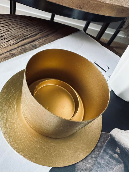 Lysestage KOMBI Gold til bloklys dia 5cm + dia 7cm - VIAMAJA.DK