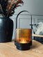 Lysestage / lanterne m. hank - Ravfarvet glas - VIAMAJA.DK