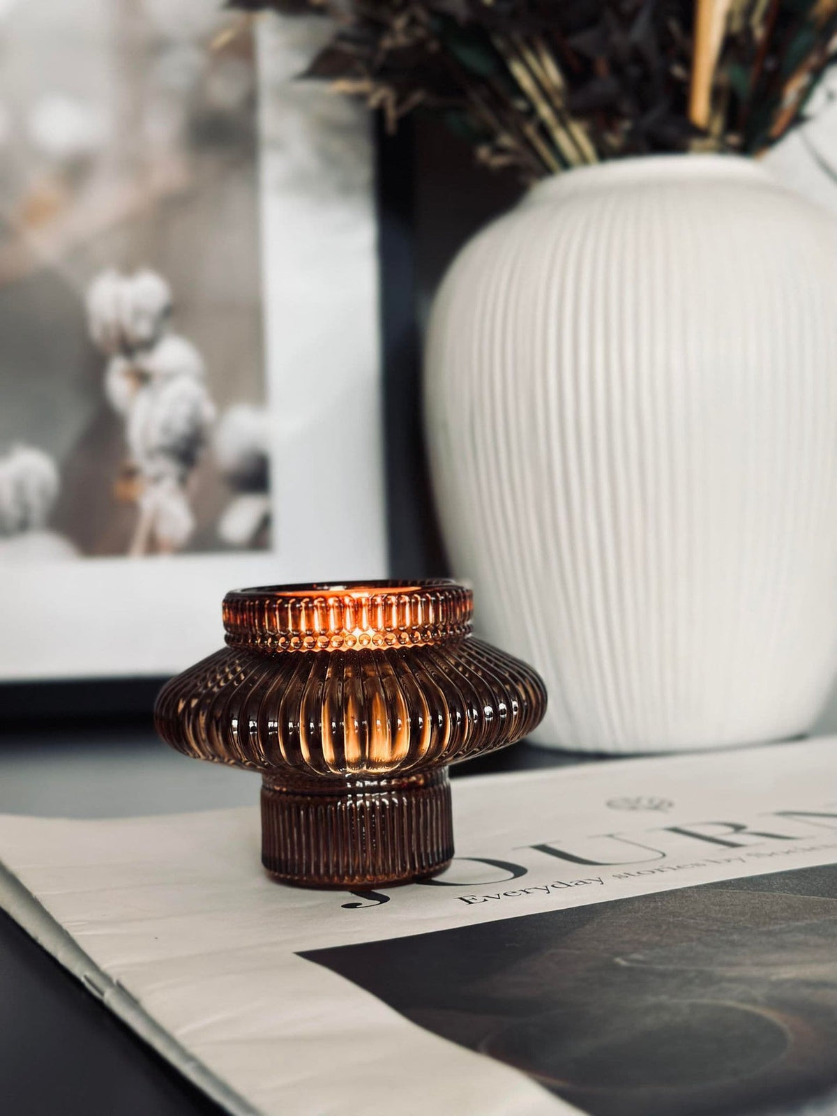Lysestage vendbar glas - Brown - VIAMAJA.DK