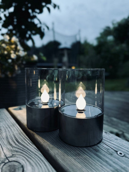 Lysestager med solar – Sæt med 2 stk - VIAMAJA.DK