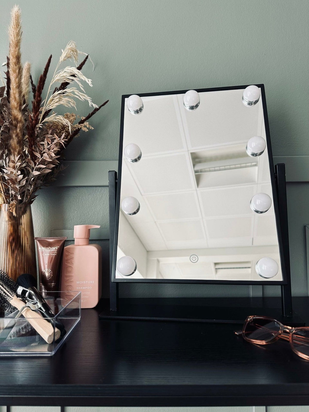 Makeup spejl med lys - Black - VIAMAJA.DK