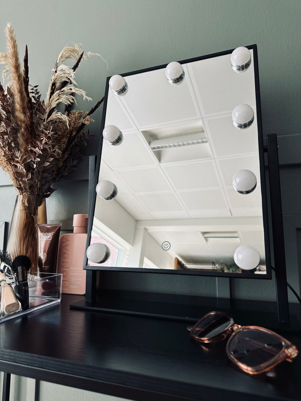 Makeup spejl med lys - Black - VIAMAJA.DK