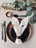 Serviettes de table blanches en mélange de lin avec drapeau - Lot de 4