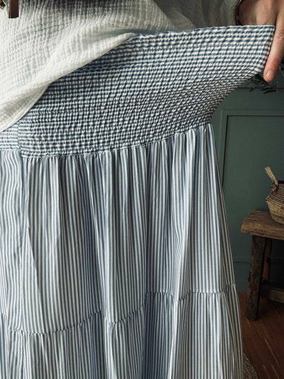 Nederdel med smock – Blå strib Small - VIAMAJA.DK