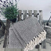 Plaid en coton gris et blanc
