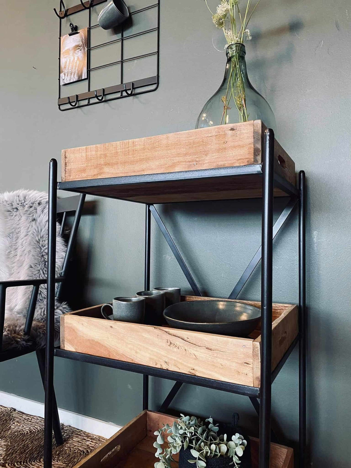Rullevogn med 3 bakker - Industrielt design - VIAMAJA.DK