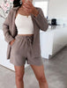 Ensemble chemise et short gaufrés – Coton dark beige