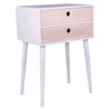 Table de chevet / commode blanche avec 2 tiroirs en bois naturel.