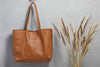 Shopper en cuir souple cognac