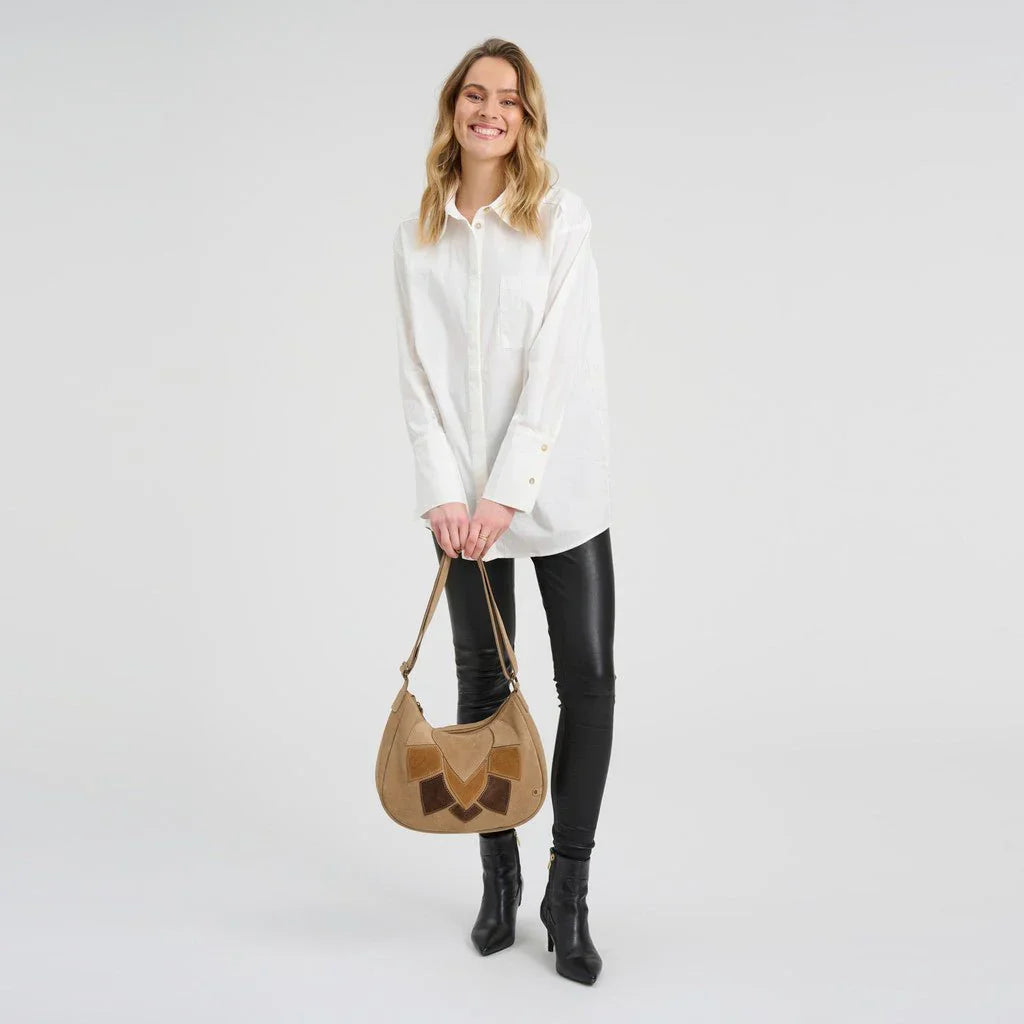 Sac bandoulière Florence en daim - Sable