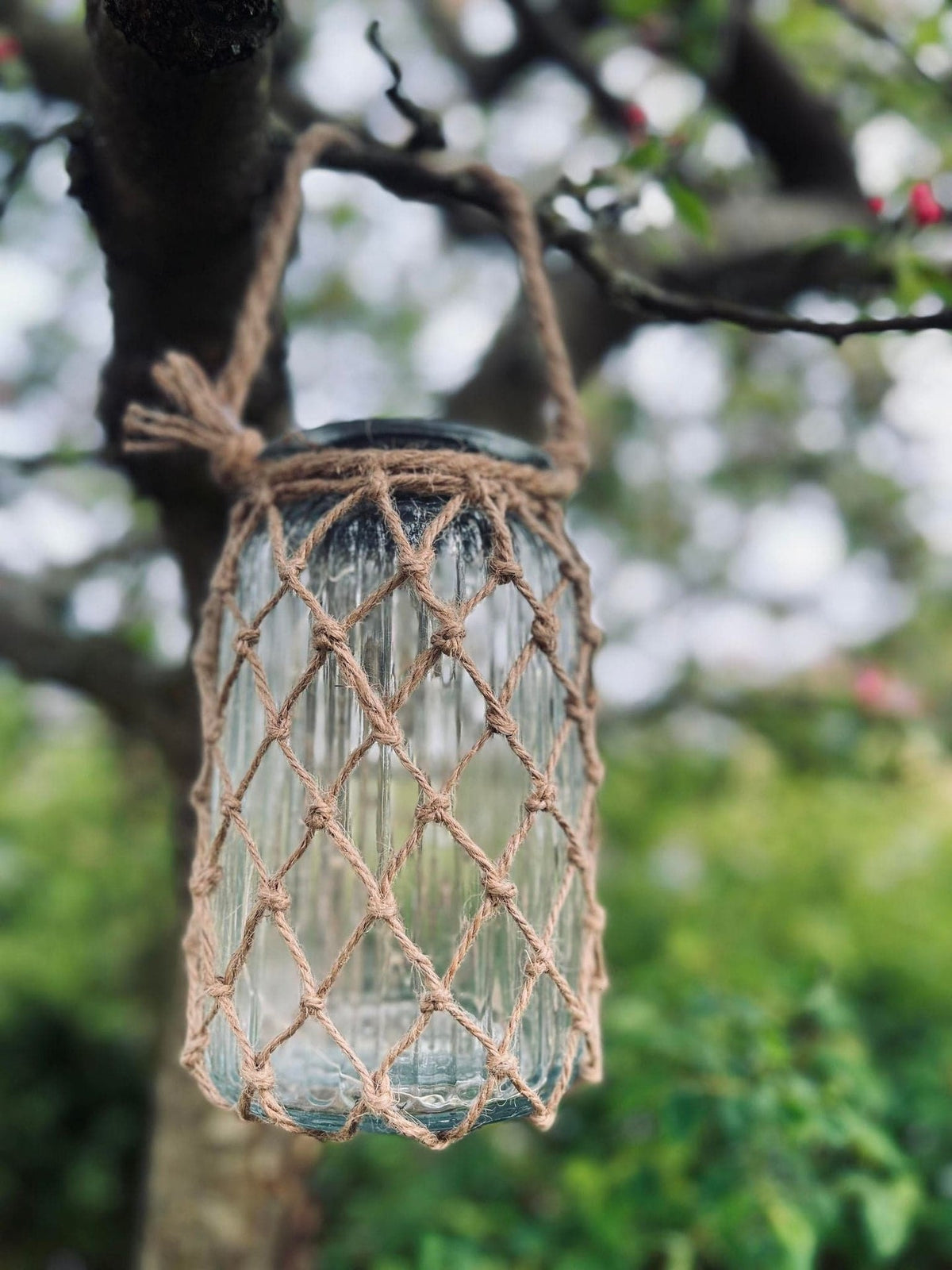 Solcelle lanterne - Glas og jute - VIAMAJA.DK
