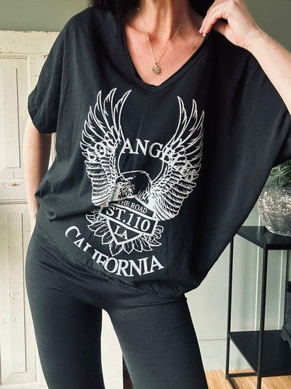 T-shirt CALIFORNIA – Black oversize - VIAMAJA.DK