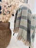 Plaid en coton recyclé – mélange vert/bleu