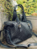 Sac Clara - Cuir tressé noir