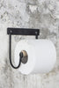 Porte-rouleau de papier toilette Noir - avec rouleau en bois