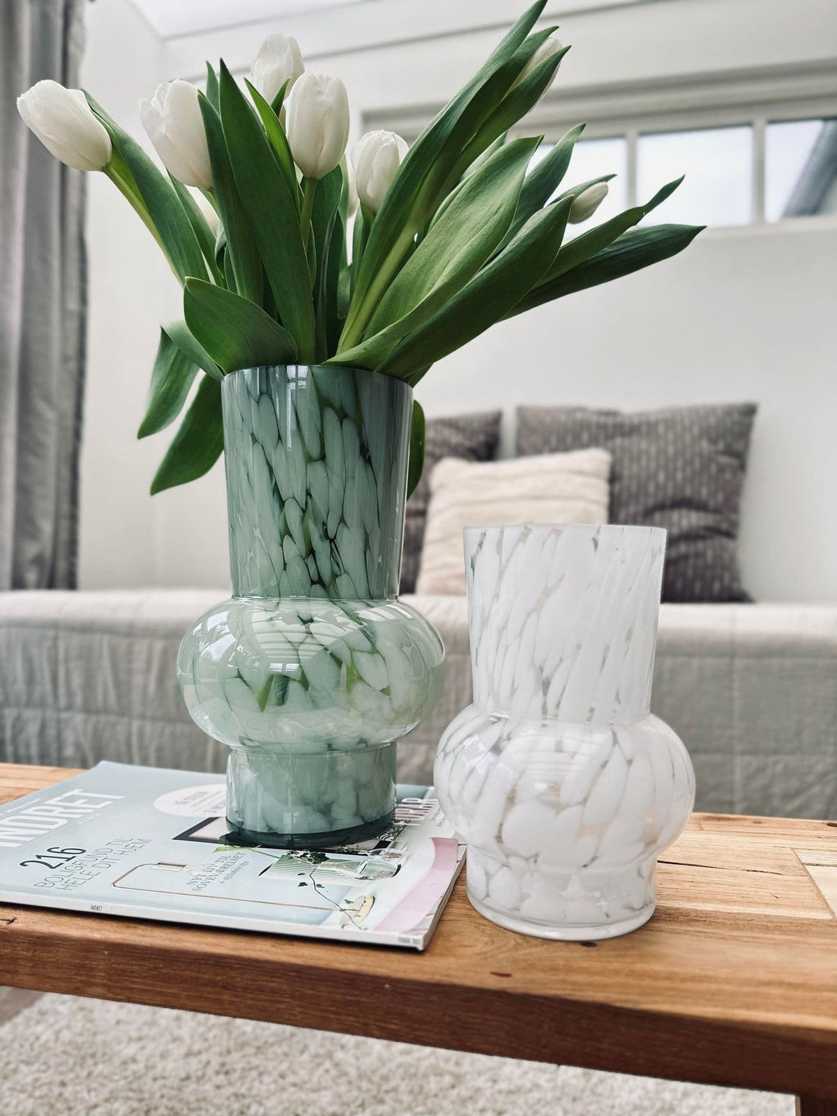 Vase 26cm Mundblæst glas – Green - VIAMAJA.DK