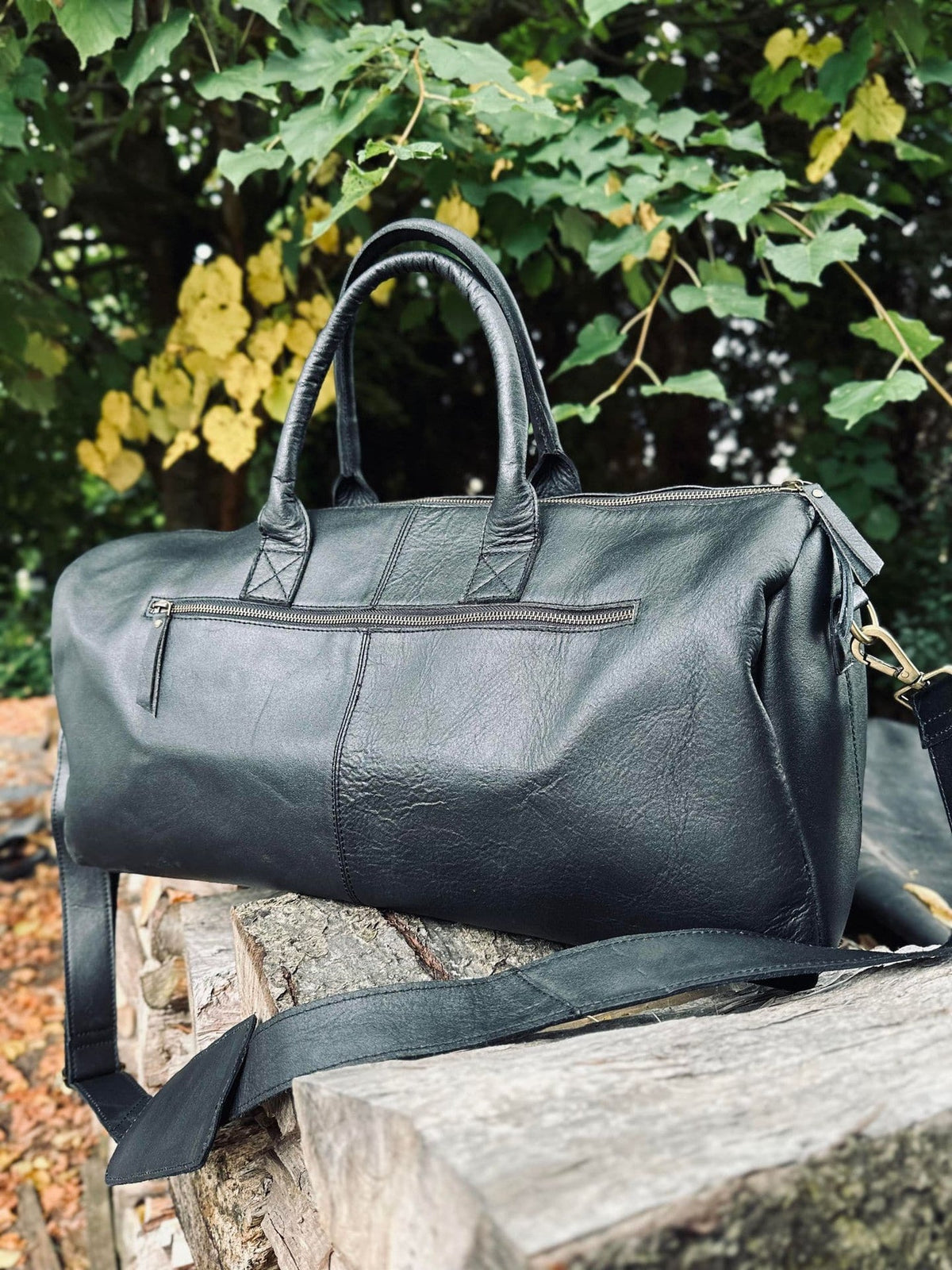 Weekendtaske - Black leather - VIAMAJA.DK