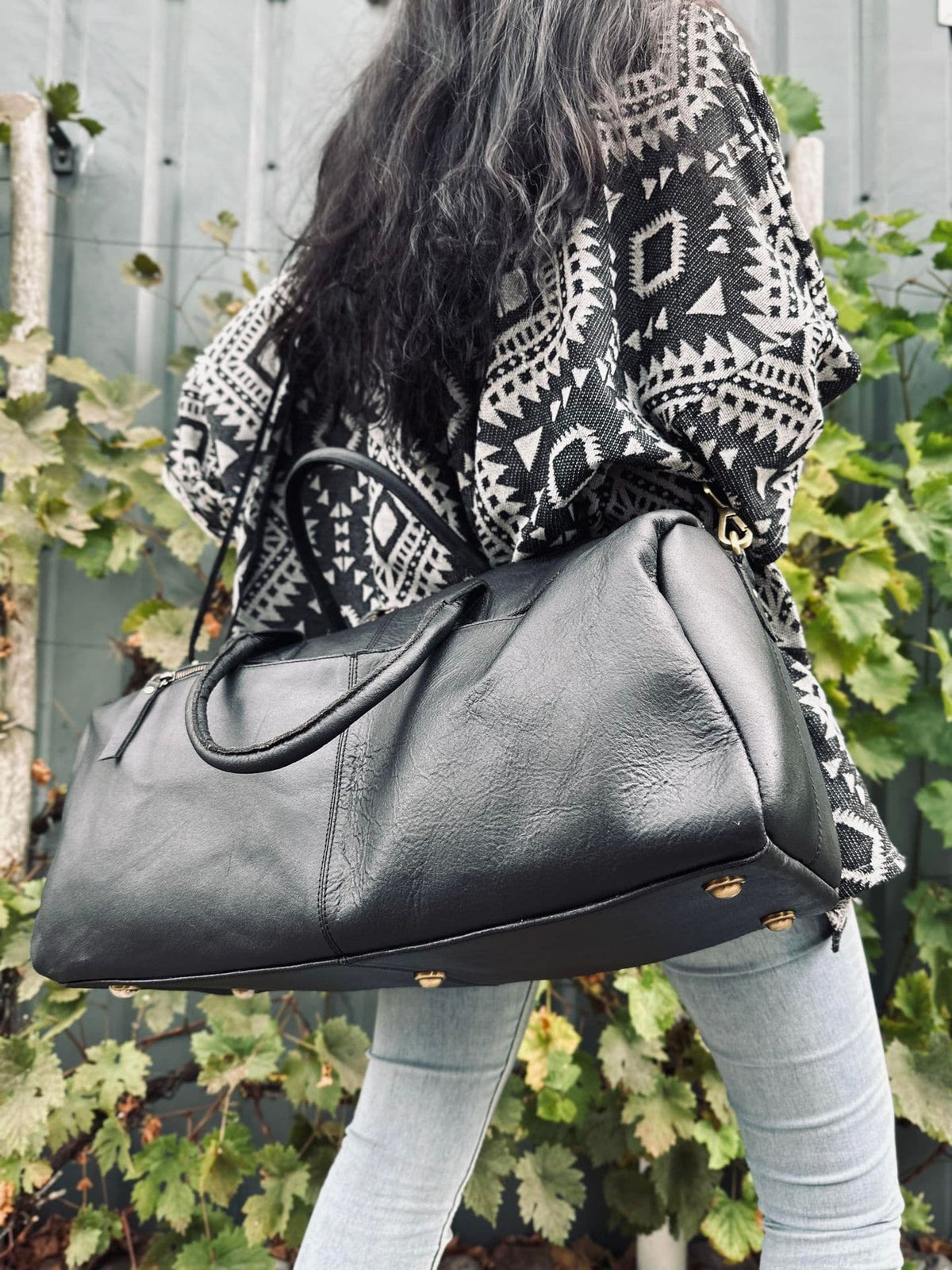 Weekendtaske - Black leather - VIAMAJA.DK
